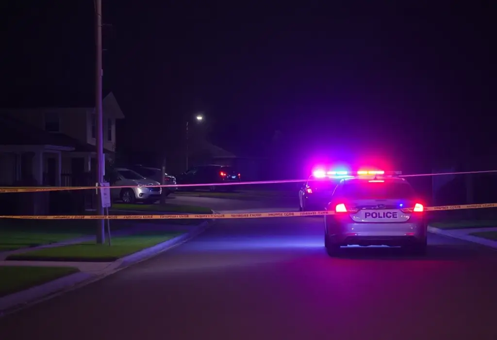 Police investigating a shooting scene in North Phoenix at night