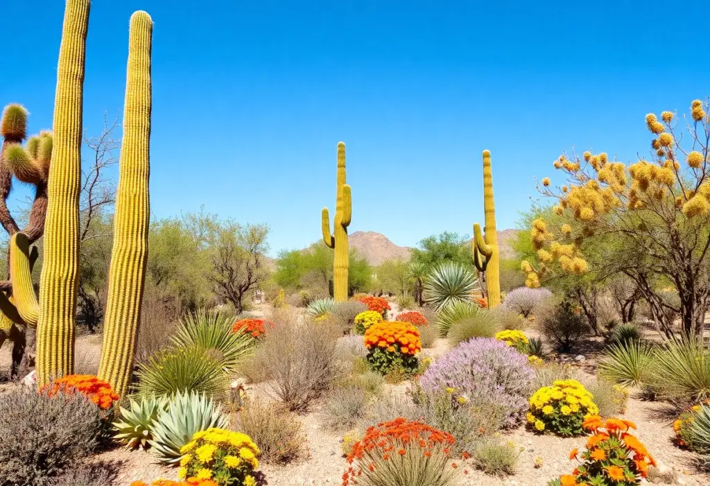 A sustainable desert landscape showcasing native plants in Phoenix