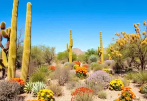 A sustainable desert landscape showcasing native plants in Phoenix