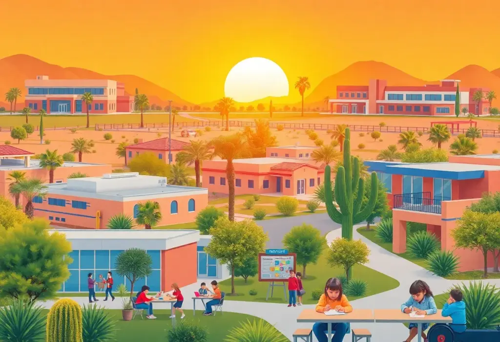 Elementary school students in Phoenix learning in a modern classroom.