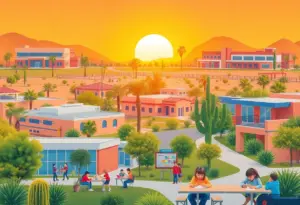 Elementary school students in Phoenix learning in a modern classroom.