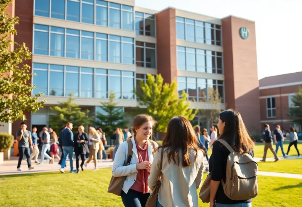 Students on the University of Arizona campus engaged in academic activities