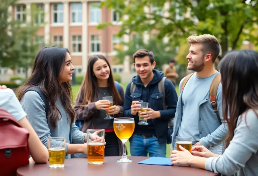 Students discussing responsible drinking policies on campus
