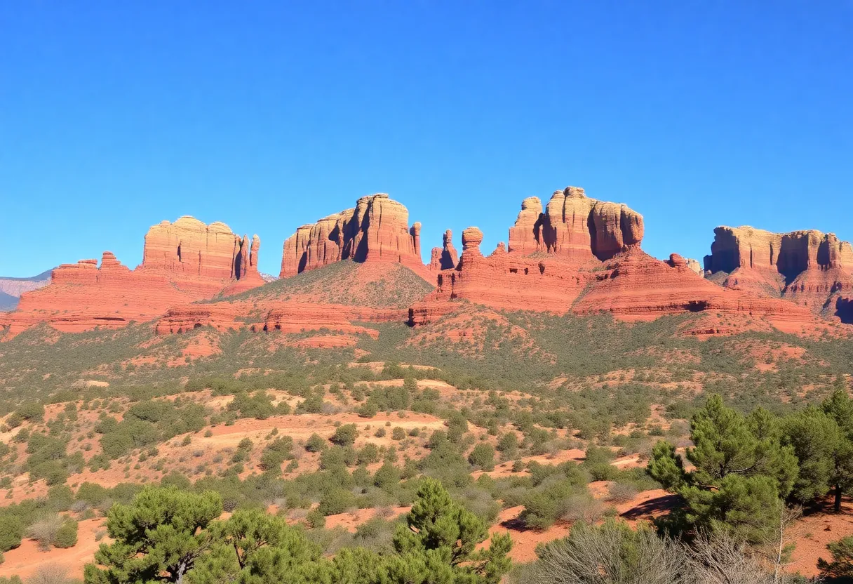 Scenic view of Sedona's red rock formations illustrating empowerment and tranquility for women's retreat.