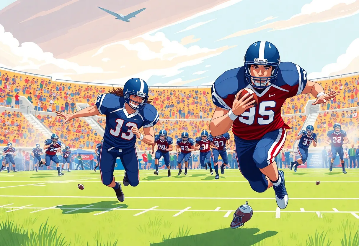 Two high school football teams competing in a semifinal game