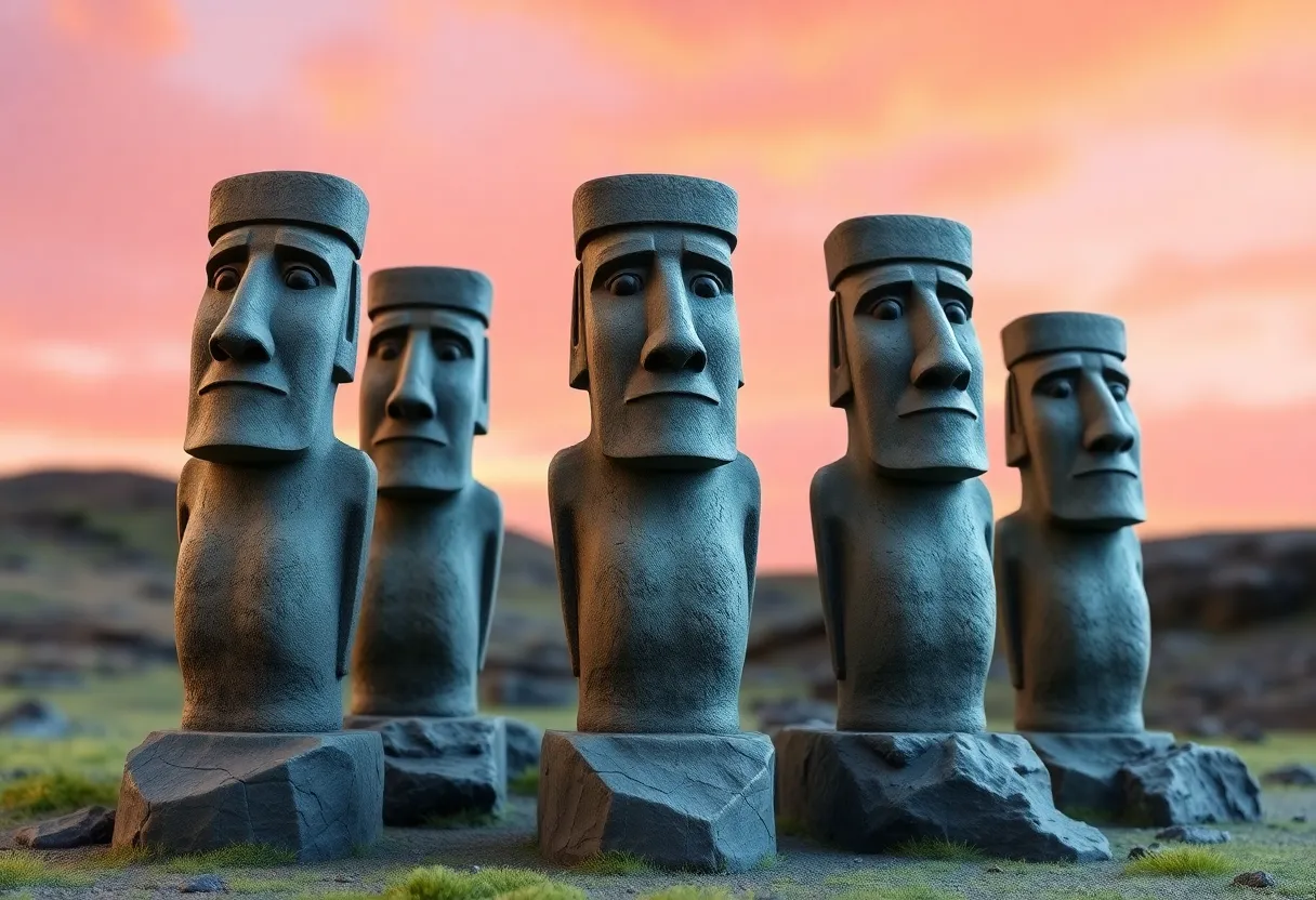 3D digital model of Easter Island's iconic moai statues