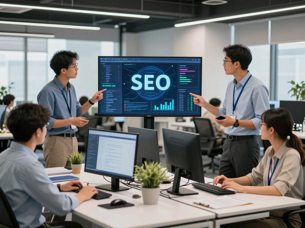 A team of marketing professionals developing AI SEO strategies in Chandler, Arizona.