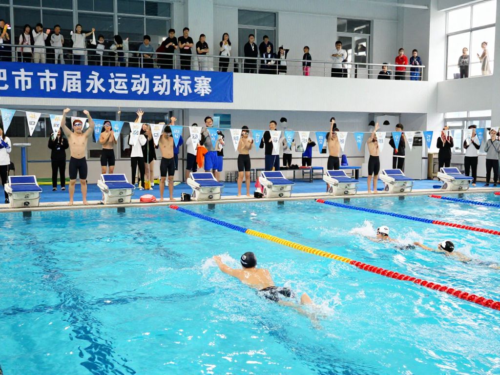 Celebration of the All-Arizona Girls Swim/Dive Team at a high school swimming event.