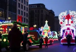 Illuminated floats at the APS Electric Light Parade in Phoenix
