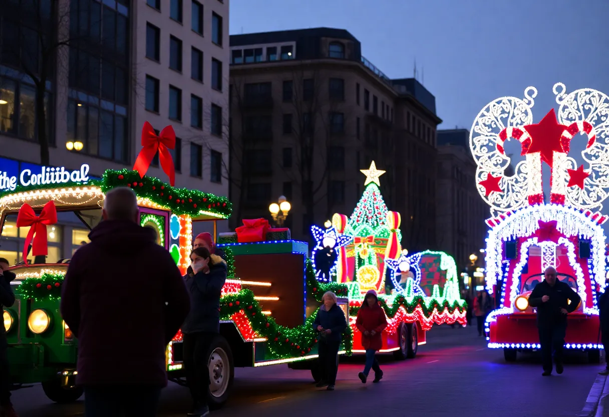 Illuminated floats at the APS Electric Light Parade in Phoenix