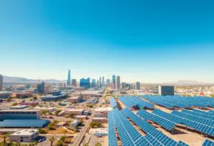 Cityscape of Phoenix, Arizona highlighting semiconductor and solar energy sectors