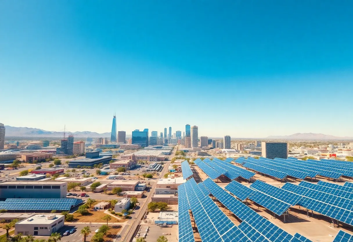Cityscape of Phoenix, Arizona highlighting semiconductor and solar energy sectors