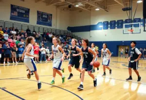 High school basketball players in action during a game in Arizona