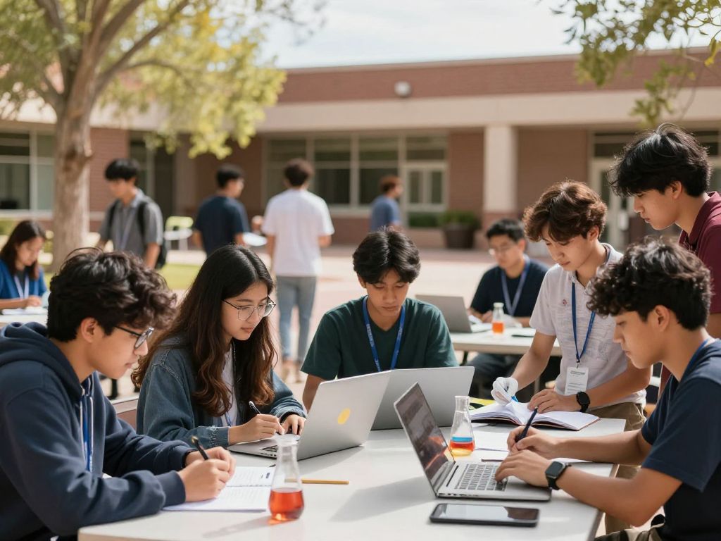 Students collaborating on research at an Arizona university campus