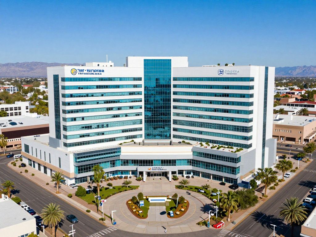 A panoramic view of a prominent hospital in Arizona, illustrating its facilities dedicated to patient care.