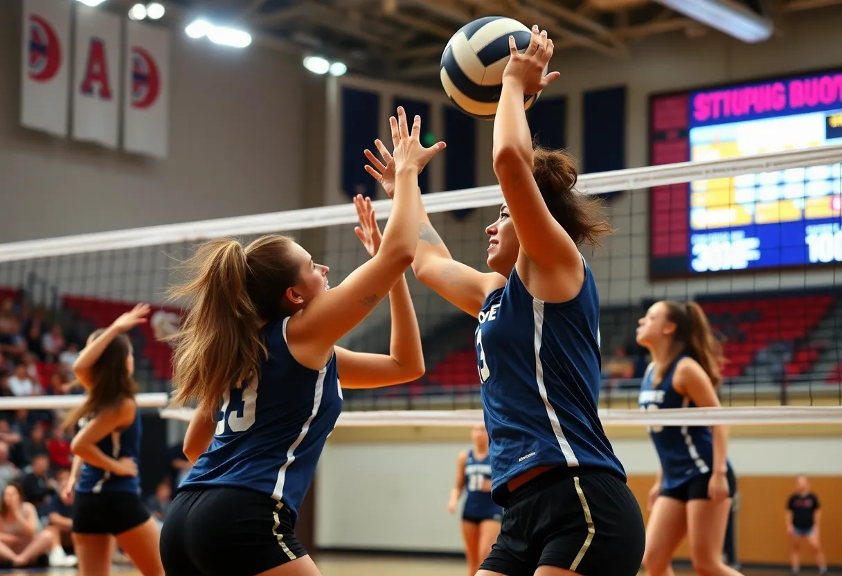 Arizona Volleyball players competing on the court