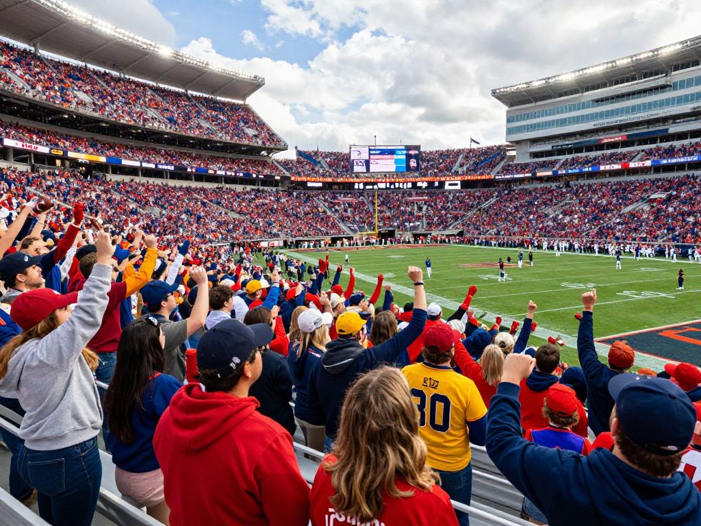 Fans celebrating at the Holiday Bowl with Arizona Wildcats flags