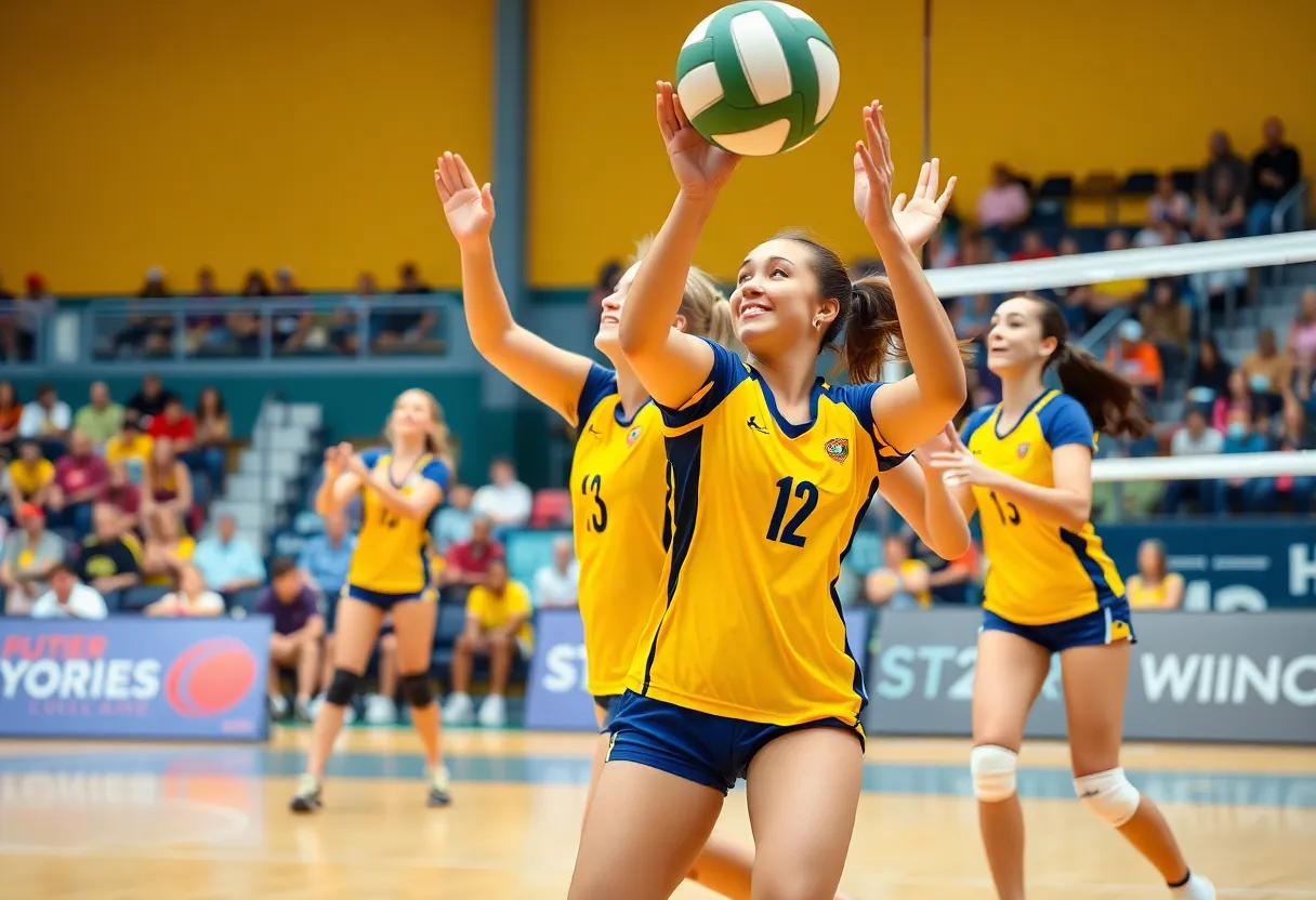 Arizona Wildcats volleyball team competing in a match