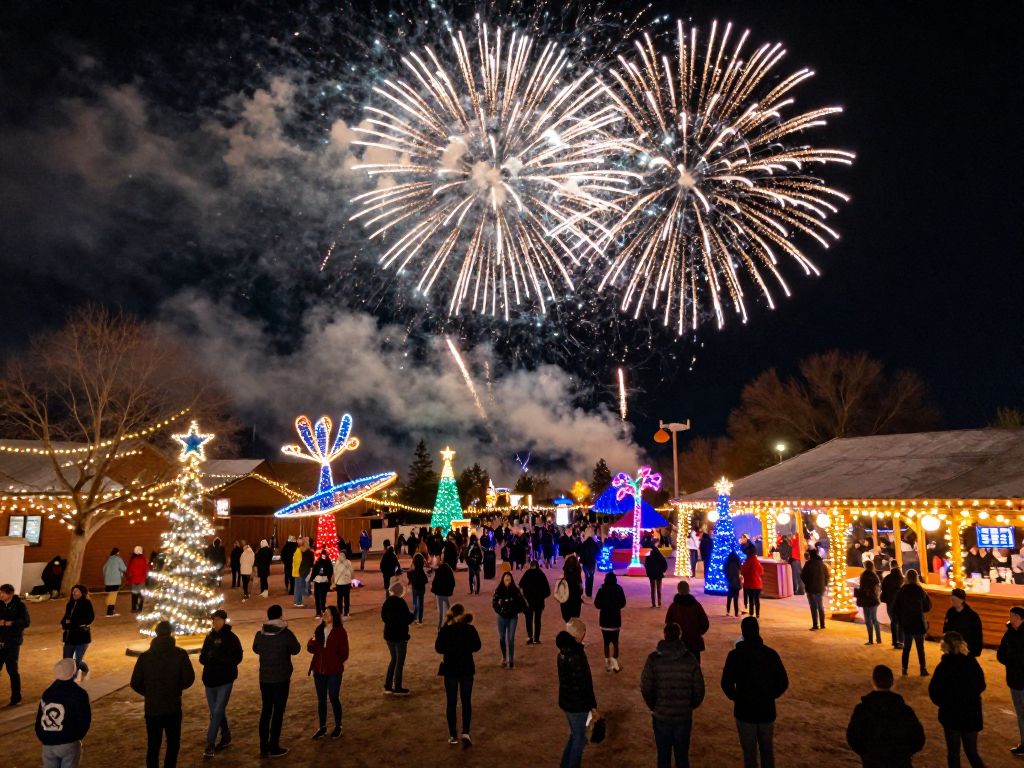 Celebration in Arizona during New Year's Eve with fireworks