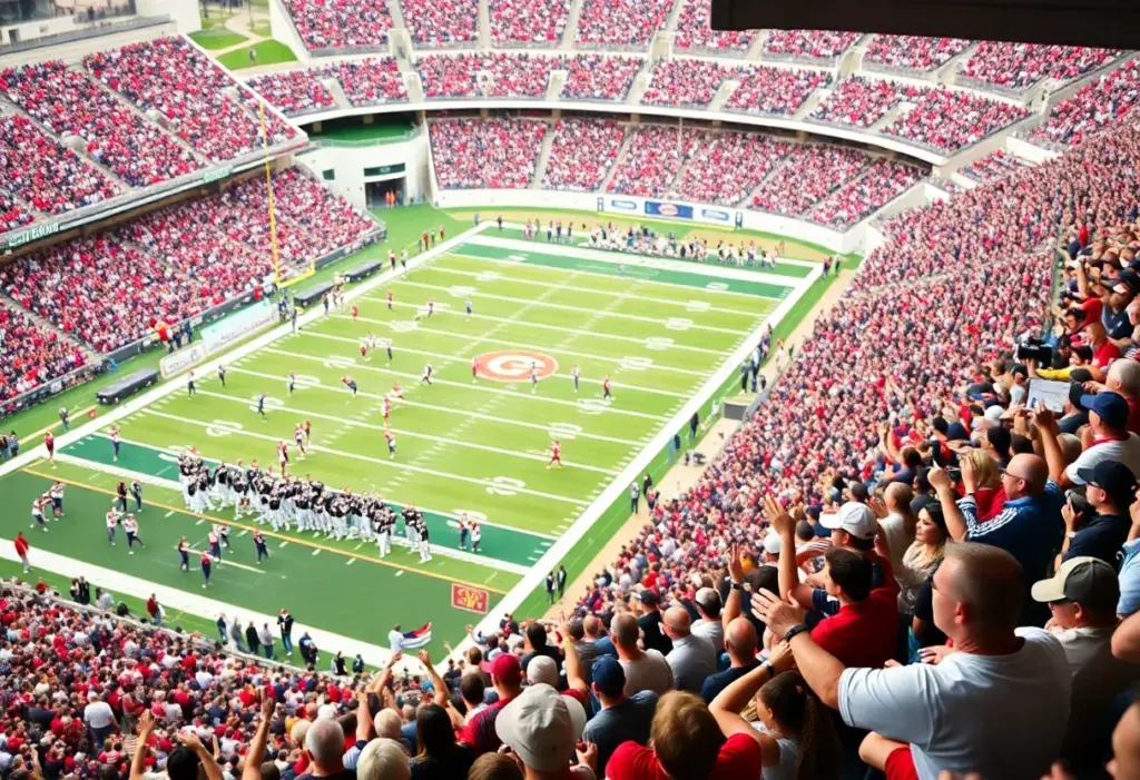 College football stadium with fans cheering