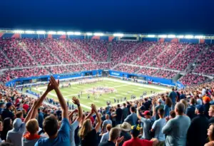 Arizona State University football fans cheering in the stadium