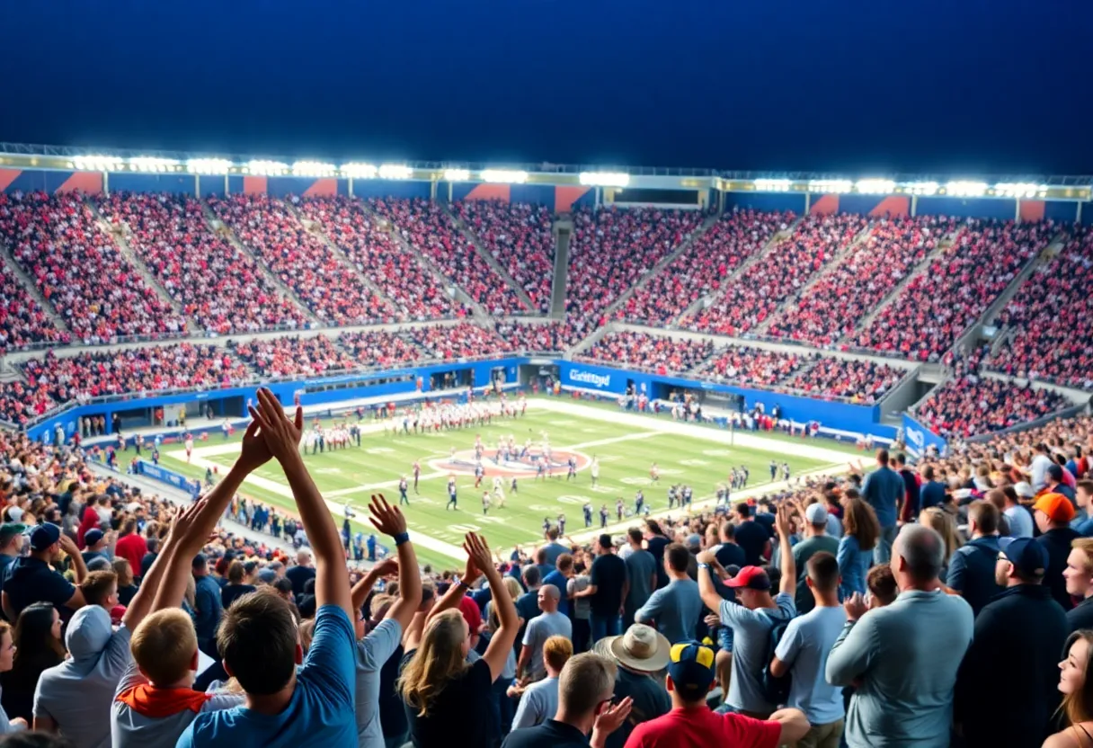 Arizona State University football fans cheering in the stadium