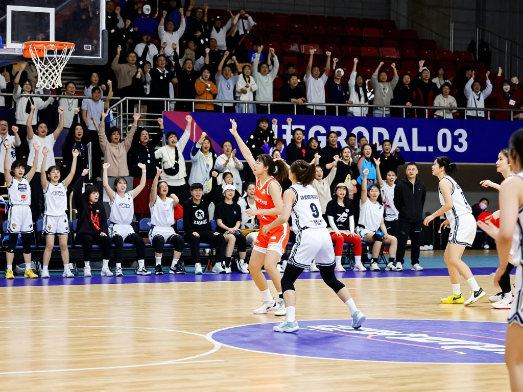 ASU women's basketball team celebrating victory on the court