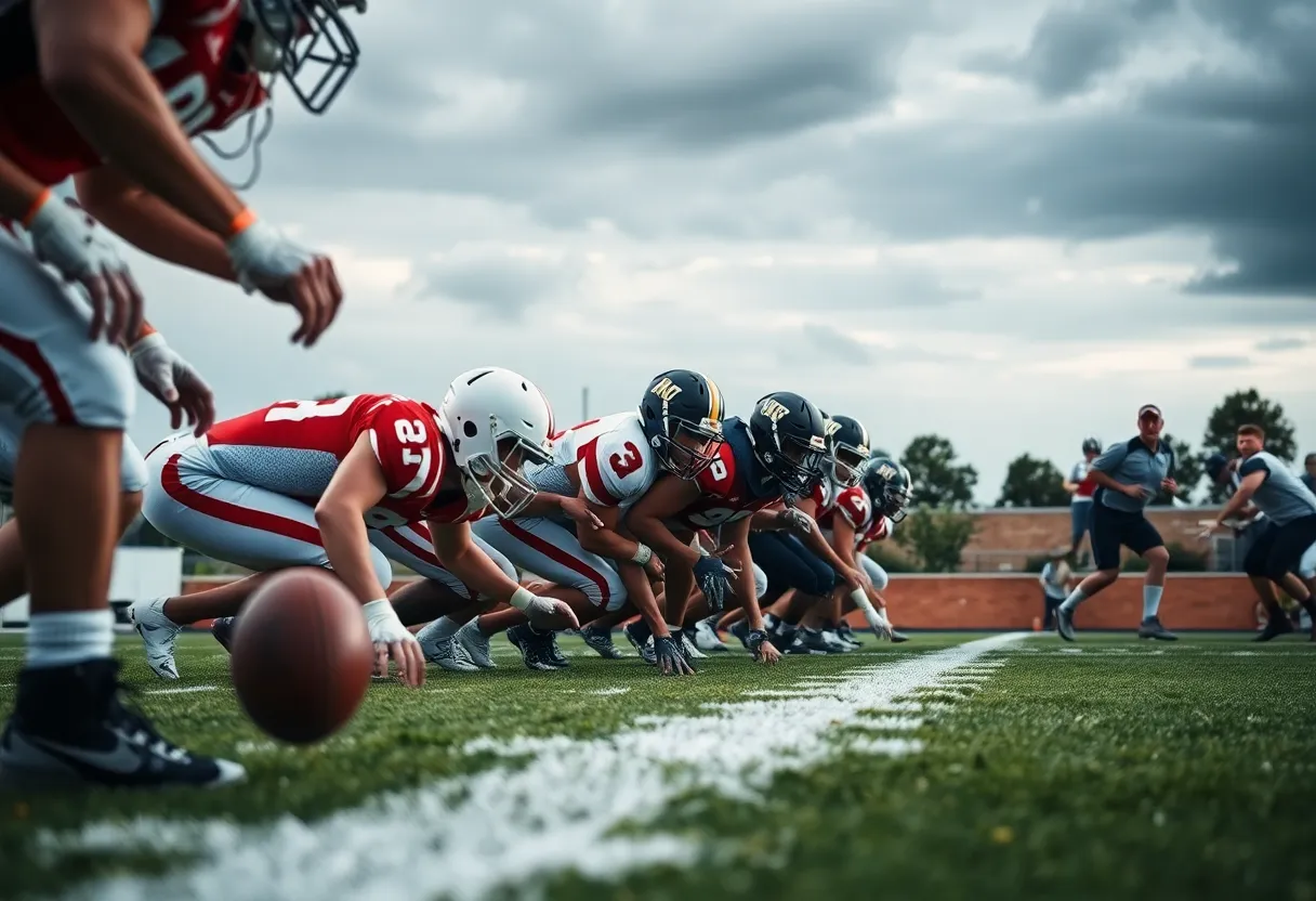 Basha Bears stopping Liberty on the goal-line during a football game