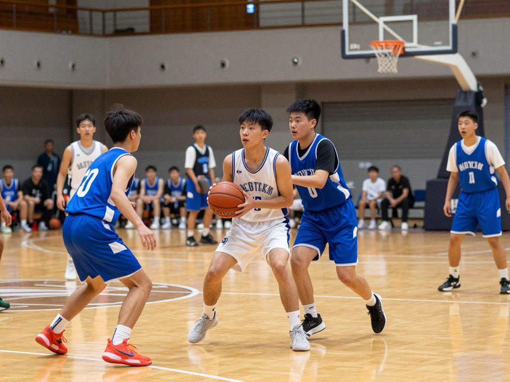 Students participating in high school basketball and soccer games.