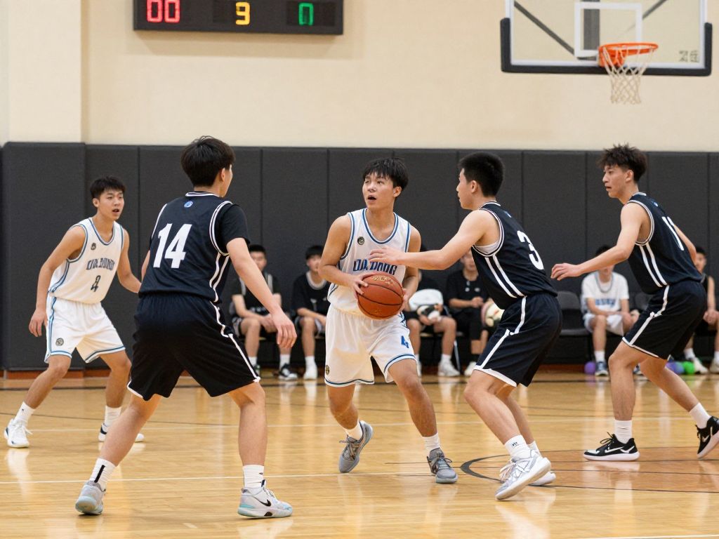 Students competing in a vibrant high school basketball game at Bradshaw Mountain High School.
