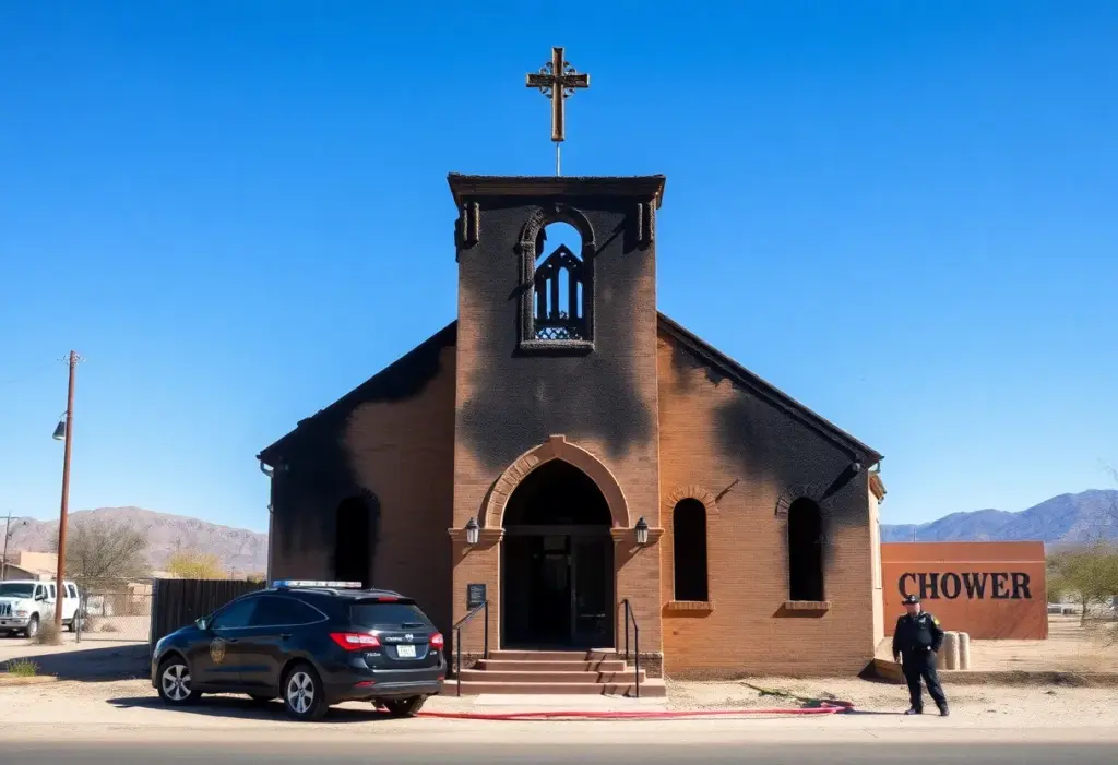 Calvary Church in Lake Havasu City showing fire damage