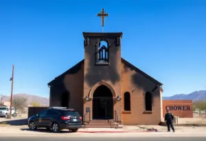 Calvary Church in Lake Havasu City showing fire damage
