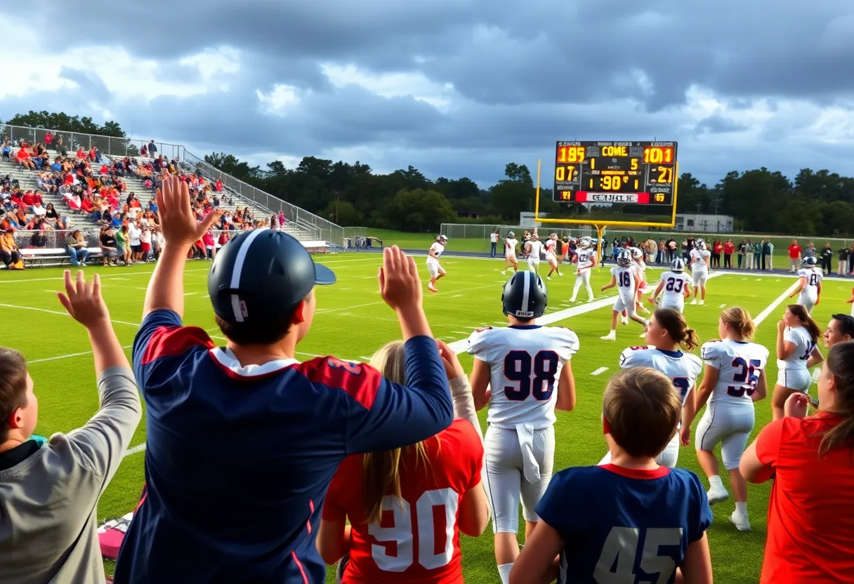 High school football game at Canyon View High School