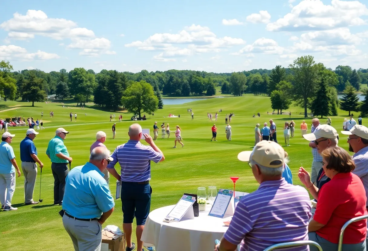Participants enjoying a charity golf outing with activities and banquets.