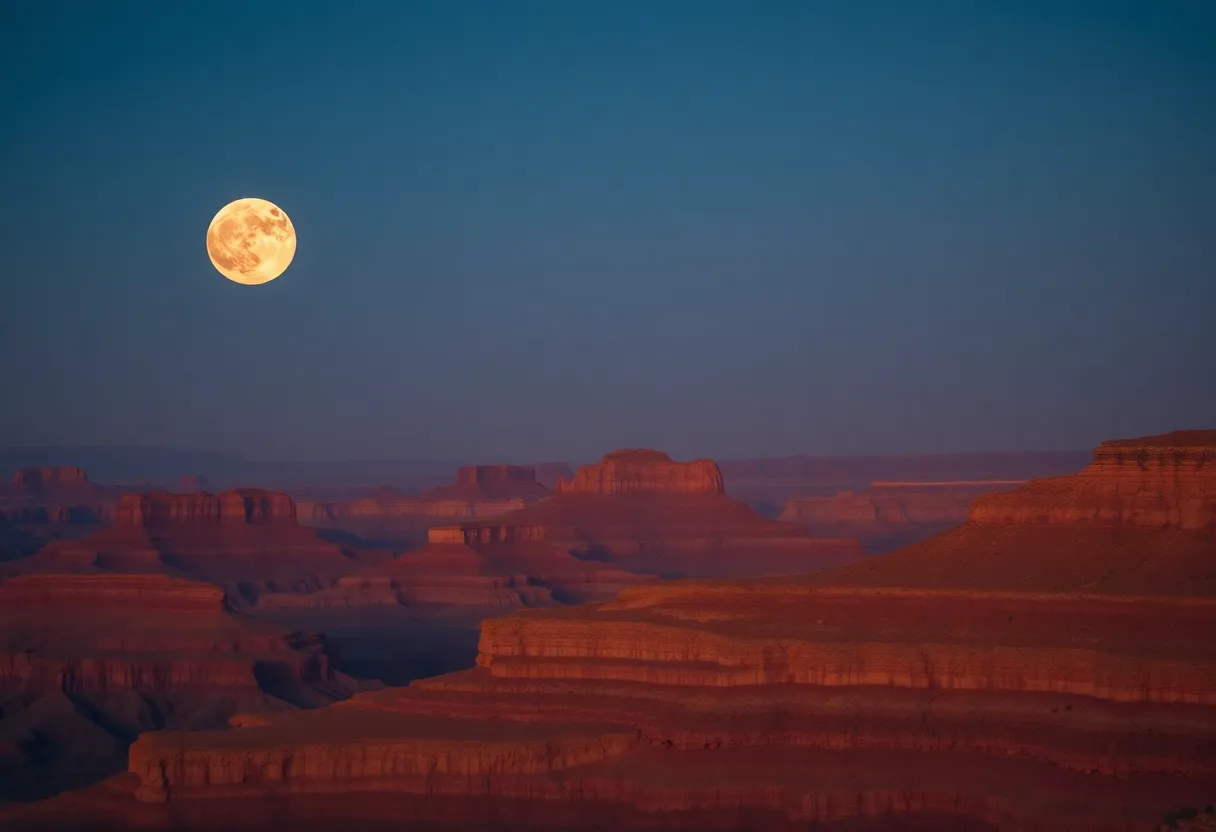 Supermoon rising over the Arizona desert landscape