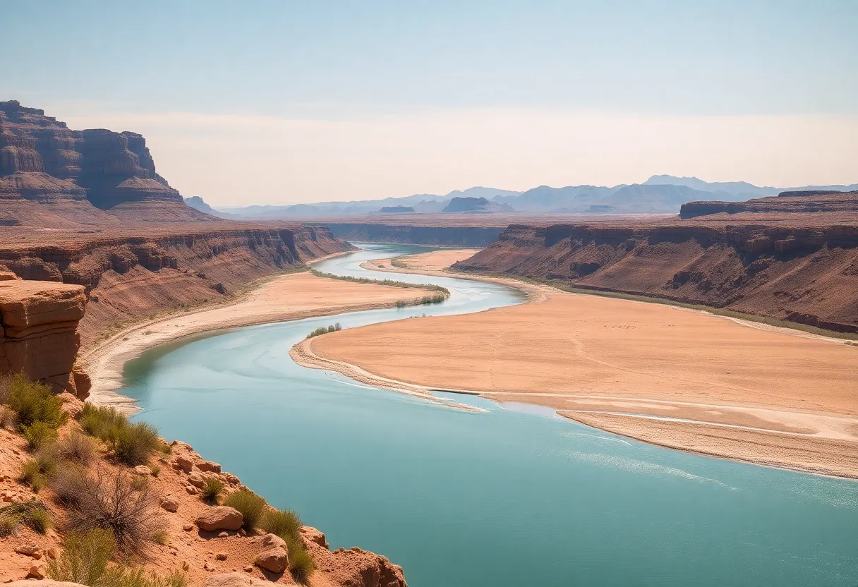 Dry landscape near the Colorado River showing drought effects.