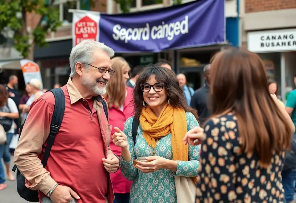 Local couple engaging with community members at a public event in Queen Creek