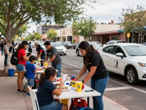 Families participating in charitable activities in Phoenix, Arizona
