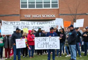 Community members showing support for Basha High School football coach.