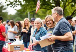 People engaging in community service for veterans