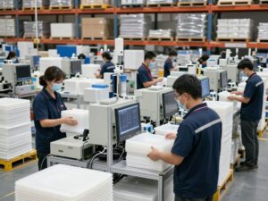 Workers at Curbell Plastics distributing high-performance Vespel materials