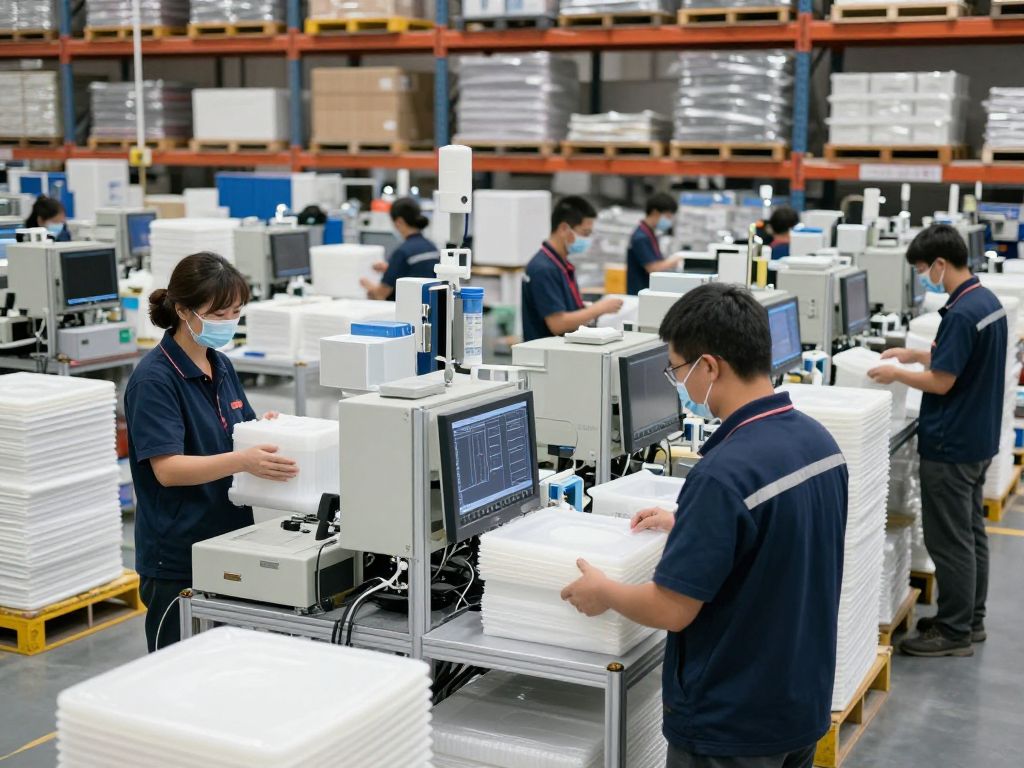 Workers at Curbell Plastics distributing high-performance Vespel materials