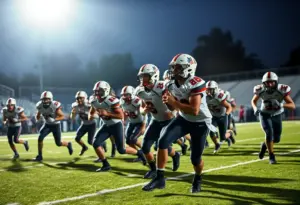 Desert View High School football players during a game