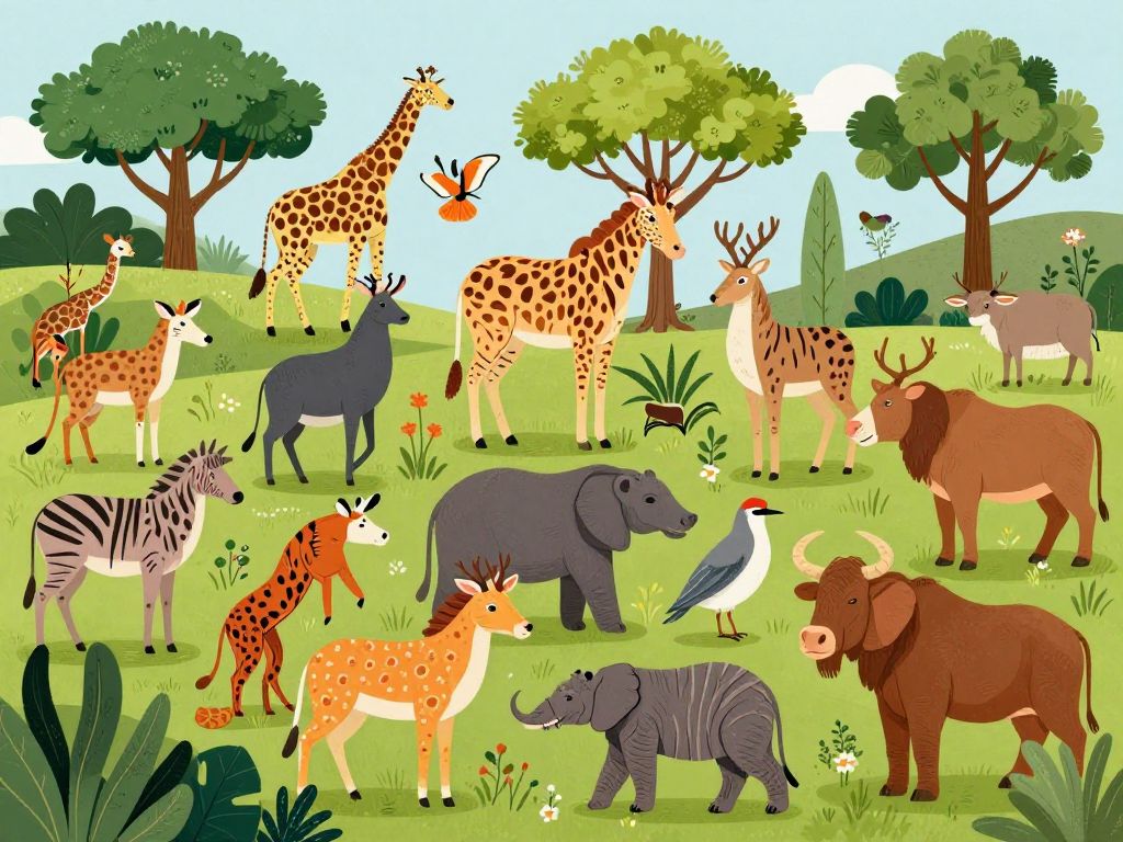 Various species representing Earth's biodiversity.