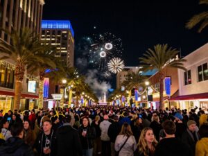 A festive atmosphere at Downtown Phoenix during the New Year's Eve celebrations.