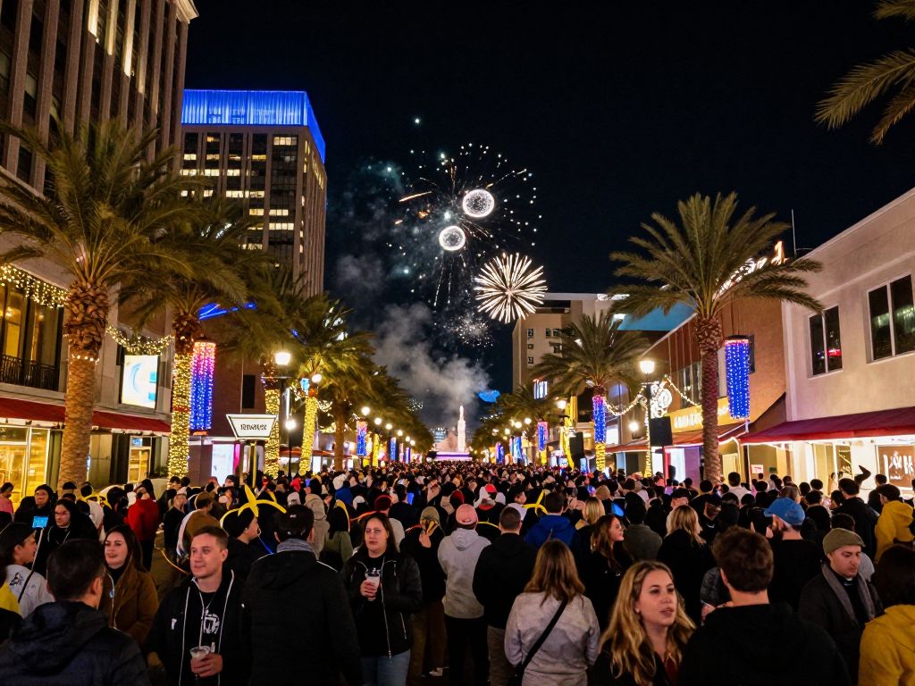 A festive atmosphere at Downtown Phoenix during the New Year's Eve celebrations.