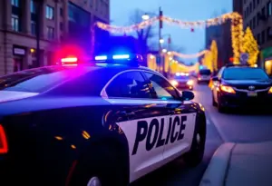 Police car at night highlighting a DUI arrest during the holidays