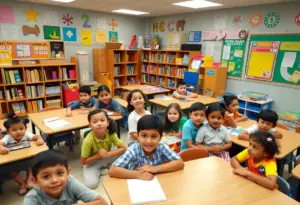 Diverse students learning in a Phoenix elementary school classroom