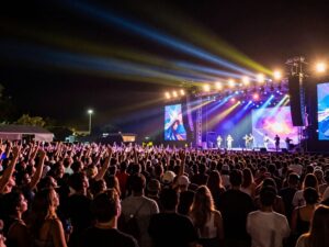 Concert audience enjoying a live rock performance at Talking Stick Resort Amphitheatre