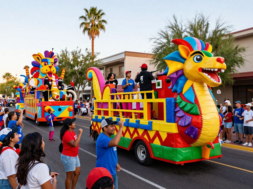 Crowd celebrating at the Fiesta Bowl parade in Phoenix